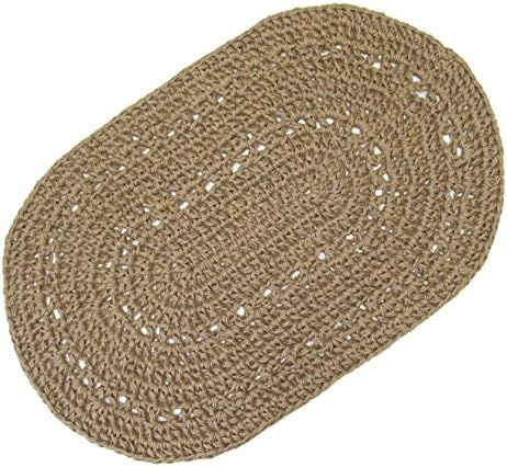 Thick Oval Area Jute Rug - Crocheted by Hand - 27" x 40"