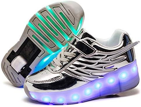 Unisex Led Flashing Roller Skates Shoes Wheel Retractable Technical Skateboarding Sport Gymnastics Sneakers Outdoor Adjustable Sports Trainers Wing
