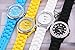 Women 12 Wholesale Assorted Crystal Rhinestone Large Face Watch Silicone Jelly Link Band