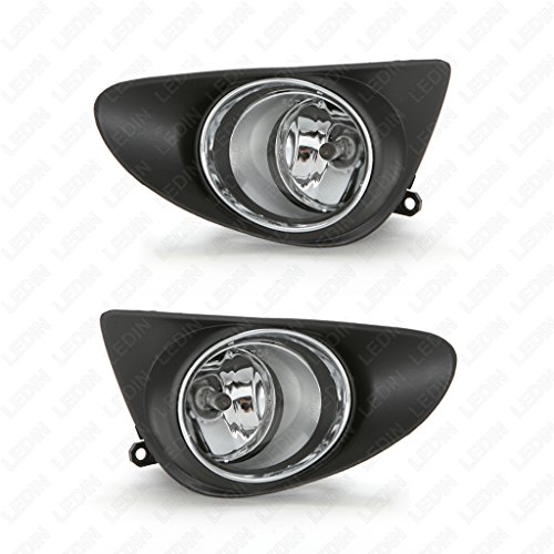 LEDIN for 2012-2014 Toyota Yaris Hatchback Fog Light Kit Set with Bezel Switch Wire Harness Bulbs