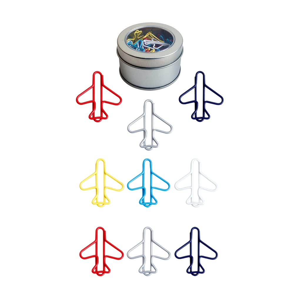 50 Pieces Airplane Paper Clips 6 Colors Airplane Bookmark Metal Paper Clips Musical Notes Clips for Office School Stationery Supplies,30mm