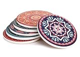 LIFVER Drink Coasters, Mandala Style Absorbent Coaster Sets, Avoid Furniture Being Scratched and Soiled, Suitable for Kinds of Cups, 4 Inches, Set of 6