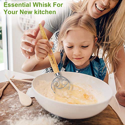 Hiyhiy Stainless Steel Danish Dough Whisk for Bread Making Kitchen