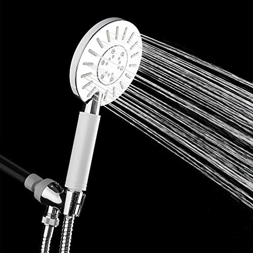 Handheld Shower Head - Amazing High Pressure water saving, Adjustable Hand Held Showerhead - Indoor And Outdoor Modern Bath Booster Spary - Aqua Elegante - Round With Chrome