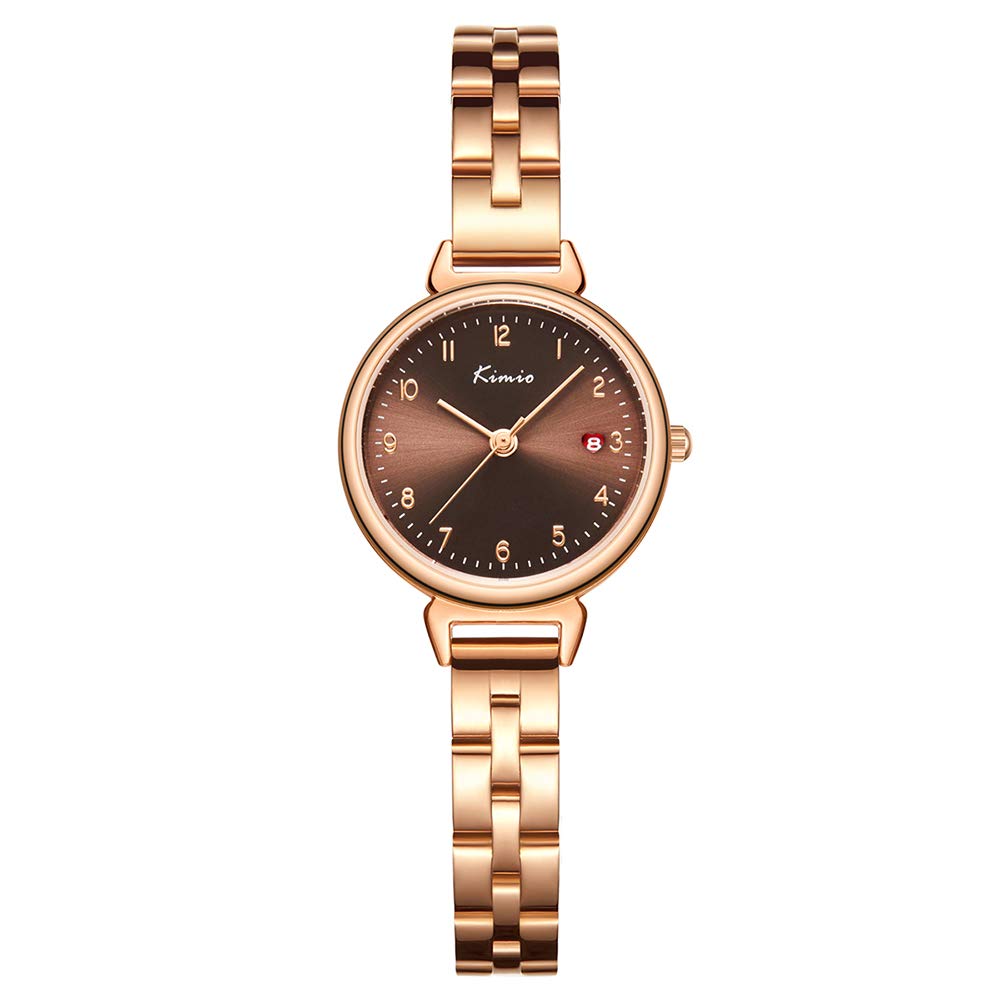 K6380 Women's Watch, Date Display, Stainless Steel Mesh, Waterproof Watch, Thin, Quartz Digital Display, Metal, Simple, Stylish, Beautiful, Cute, Lady, Metal Watch (Coffee Color), Bracelet Type