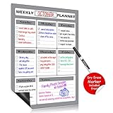 Dry Erase Weekly Calendar Planner 11x17 inch | Magnetic Refrigerator Calendar Whiteboard | To Do List , Chore Chart , Grocery Shopping List , Reminder | With Expo Dry Erase Markers
