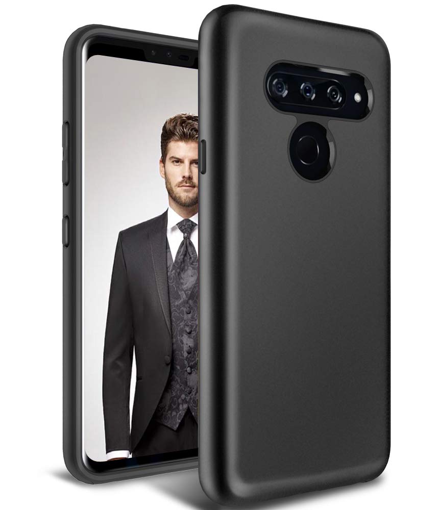 LG V40 ThinQ Case, Androgate [Pearl Series] Hybrid Matte Protective Back Cover Bumper Case LG V40, Black