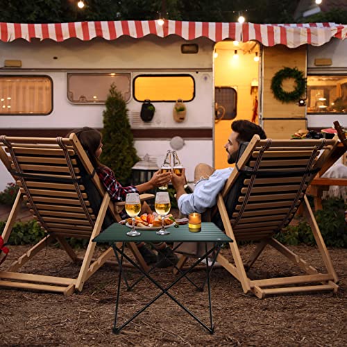 VILLEY Portable Camping Side Table, Ultralight Aluminum Folding Beach Table with Carry Bag for Outdoor Cooking, Picnic, Camp, Boat, Travel (Green)