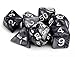 7 Die Polyhedral Dice Set - Smoke (Black Pearl) with Velvet Pouch by Wiz Dice