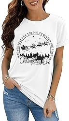 Ovazly Christmas Reindeer Print Shirts for Women