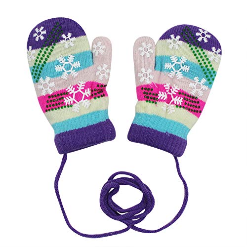 Toddlers Baby Girl Boys Colorful Snowflake Winter Warm Gloves Mittens with String for 0-12 Months,4 Pairs