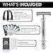 FREELOGICS Double Edge Safety Razor Kit with Stand - Extra Long Handled - Traditional Straight Butterfly Best Razors for Men or Women - Stainless Steel Double Edge Shaving Blades with Refills Holders