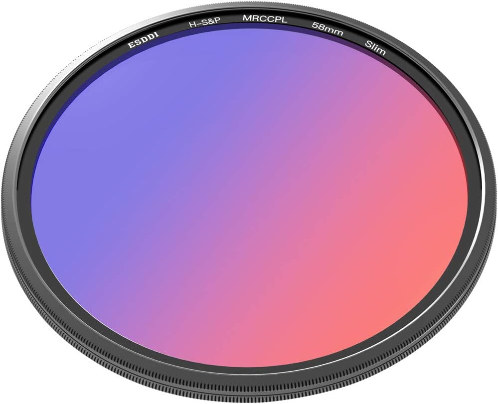 ESDDI 58mm Polarizing Filter, Circular Polarizer Lens Filter, Ultra-Thin CPL Filter with Multi-Resistant Coating, Schott B270 Optical Glass and Aluminum Ring