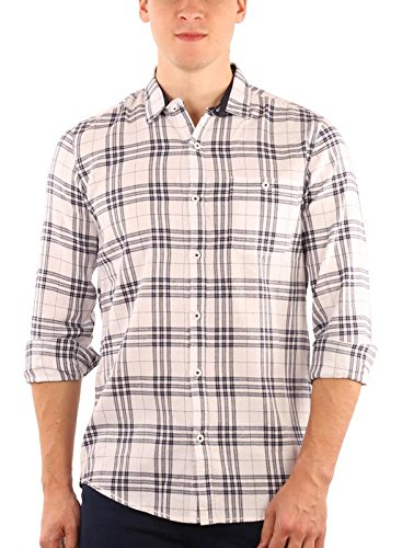 zotory mens casual full sleeve cotton checkered shirts white color (124)
