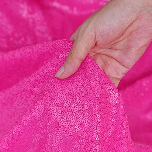 QueenDream 1 Yard Glitter Fabric Deep Rose Red Sparkly Fabric Linen Table Overlays for Wedding Decorations