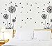 3Cworld Dandelion and Butterflies Self-Adhesive Wall Decals for DIY Mural Art Merry (Dandelion-Black)