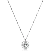 SLUYNZ Solid 925 Sterling Silver CZ Circle Necklace Choker for Women Teens Diamond Round Pendant Necklace