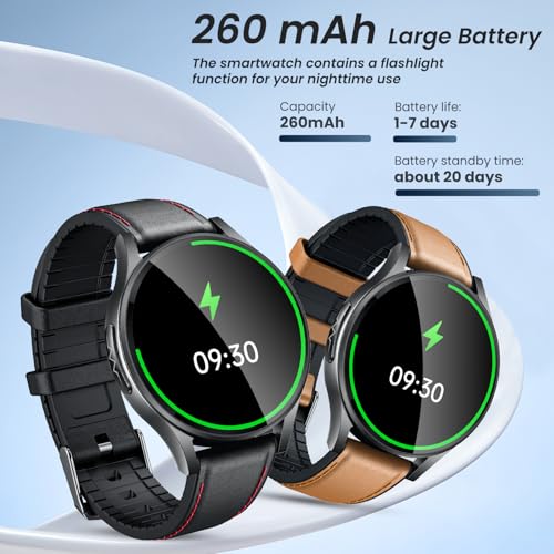 Smartwatch Men's Smart Watch with ECG:1.43 inch AMOLED Touch Screen Sports Smart Watch with Bluetooth Calls IP68 Waterproof Heart Rate Blood Pressure SPO2 Sleep for iOS Android
