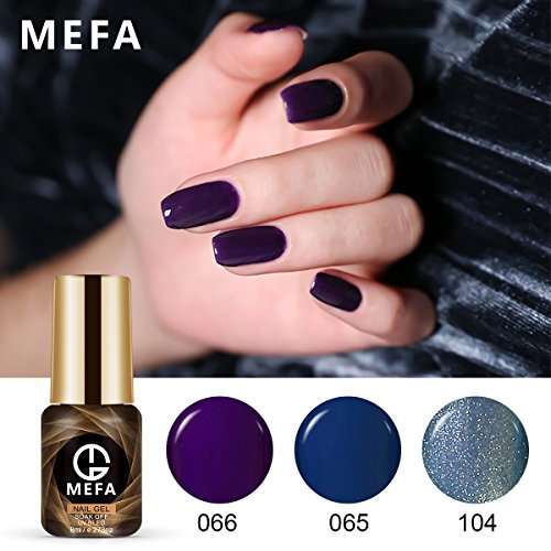 Gel Nail Polish Set of Blue Purple Collection Colors - 3pcs/set 6ml Each Soak Off UV LED by Mefa