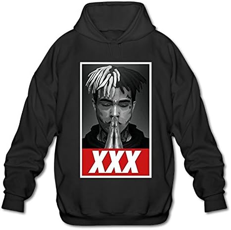 Men's Adult Xxxtentacion Top Hot Cool Rap Top Hoodie Sweatshirt Black