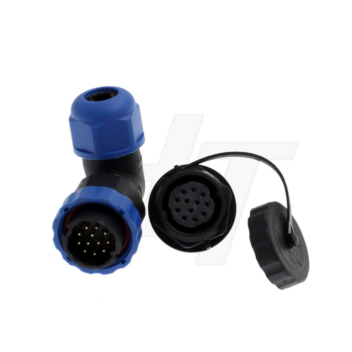 HangTon SD20 Circular Aviation 12 Pin Connector Waterproof IP68 Right Angle Cable Plug Panel Mount Socket