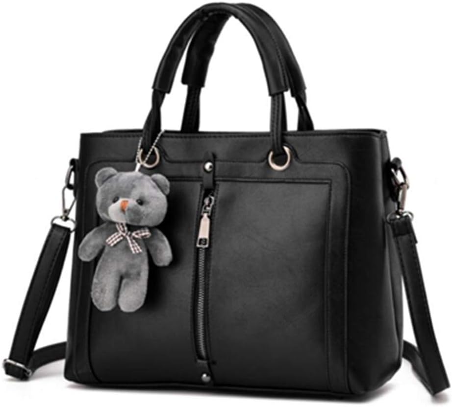 qingqinghebiao Medium Large Capacity Ladies Totes Zipper Bear Strap Thread Shopping Office Women Crossbody Shoulder Bag Handbags