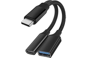 GELRHONR USB C OTG Charge Adapter, 2 in 1 USB-C Splitter, Short Type C Charging Cable with USB Female and USB C Female, for M