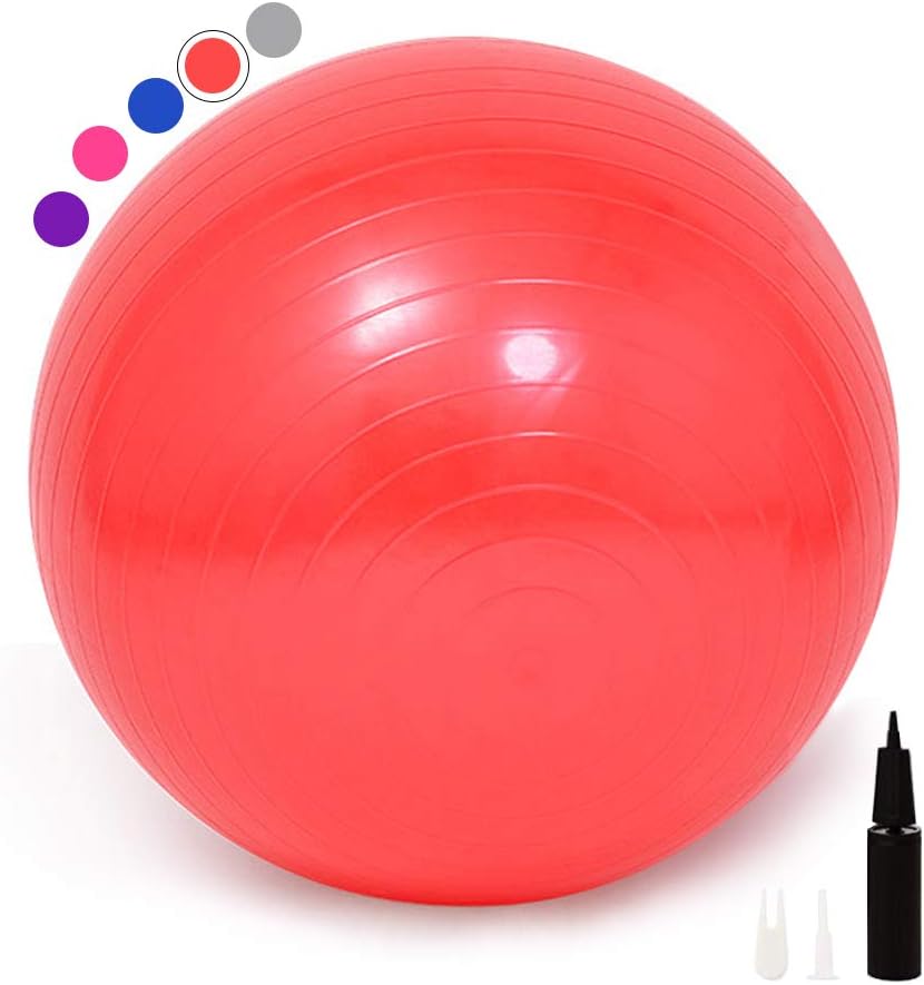 Guken Exercise Ball Yoga Ball Chair,65cm/75cm Workout Ball for Yoga,Fitness,Pilates, Birthing, Therapy, Office Ball Chair,No Slip,Anti-Burst Heavy Duty Stability Ball with Pump for Home,Office,Gym