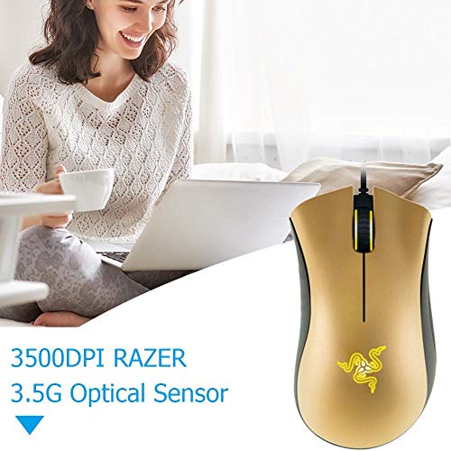 Alloet Wired Gaming Mouse,Razer DeathAdder Wired Gaming Mice 3500 DPI Optical PC Computer Mouse Gold - Thumbnail 7