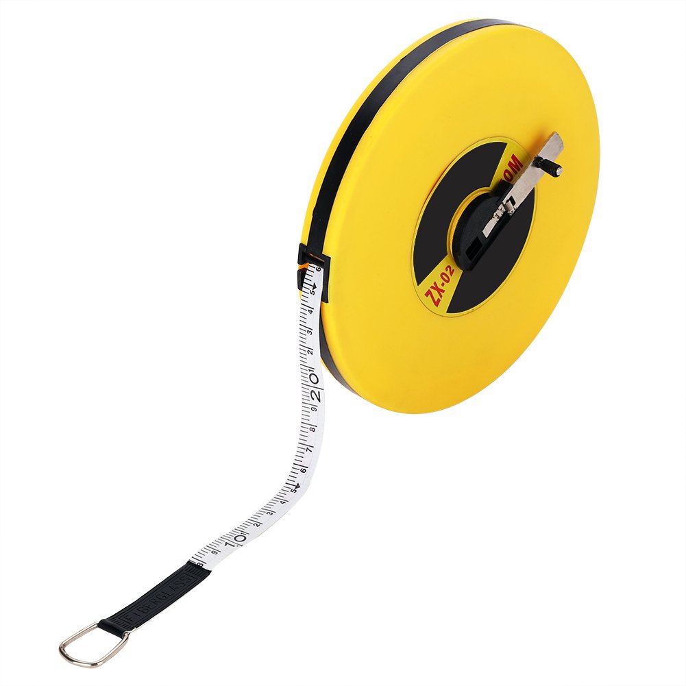 Professional Open Reel Tape Measure 15m, Fibreglass Surveyors Tape Double Sided/Imperial with Hand Crank - Durable Impact Resistant Casing for Construction, Engineering &