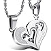 JewelryWe Valentine Day Gifts 2pcs His and Hers Matching Stainless Steel I Love You Heart Pendant Necklace Set for Couple - Colors Selectable