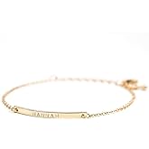 Petite Boutique 16K Gold Your Name Bar Bracelet Personalized gift Gold Plated bar Delicate Hand Stamp Best bridesmaid Wedding Graduation Gift