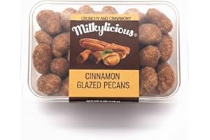 Premium Hand Roasted Cinnamon Glazed Pecans | Plant-Based Delicious Sweet Crunchy Snack with a mouth-watering flavor| Perfect