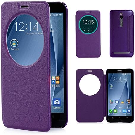 For Asus Zenfone 2 , Fernando Zou  Window View [ Ultra Thin ] Hybrid PU Leather and Hard PC Bumper Flip Folio Case Cover for ASUS ZenFone 2 ZE550ML/ZE551ML Purple + 24K Radiation Paste