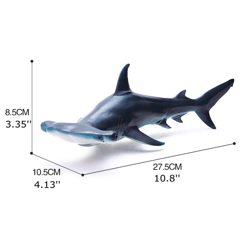 RECUR Toys Hammerhead Shark Figure Toys, Hand-Painted Skin Texture Ocean Shark Figurine Collection-10.8inch Realistic Design Shark Replica 1:15 Scale, Gift for Collectors and Boys Kids , Ages 3 And Up