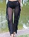 Nituyy Women Sexy Perspective Ruffle Mesh Sheer Swim Pants Bikini Bottom Cover Up Beach Swimsuit Cover-ups(B Black, M