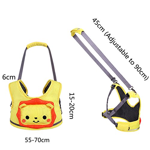 WYT Toddler Safety Walking Reins Harness Belt Adjustable Strap Walk Assistant,Yellow Lion