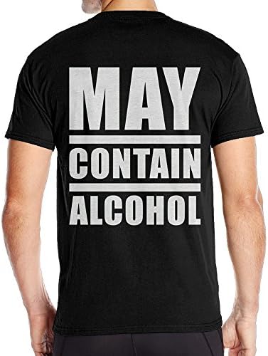 JinjiA Men's May Contain Alcohol Particular T-shirts Black Size S