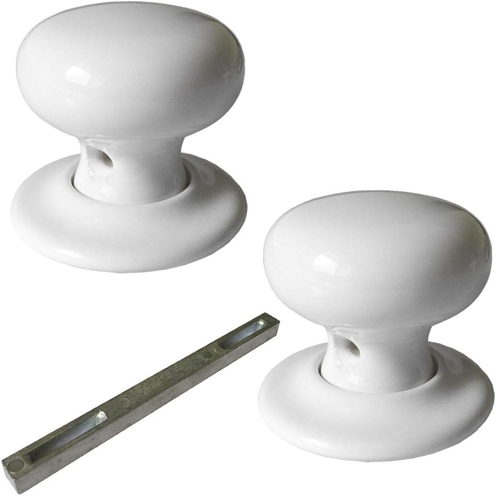 Securit SP7716 White Ceramic Mortice Door Knob Set 60mm Rose Classic