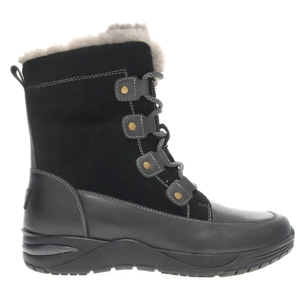 Propét Women’s Dulcie Leather Suede Scotchgard™ Treated Mid-Calf Boots Black 7.5 Wide US