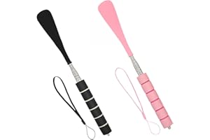 2pcs shoe horn- Long Handle Telescopic Shoe Horn for Seniors – Adjustable 11" to 28" Metal Shoehorn, Non-Slip Comfort Grip, I