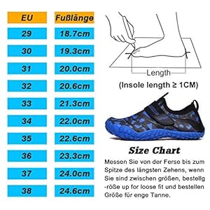BAOLESEM Barfussschuhe Kinder Badeschuhe Jungen Mädchen Barfußschuhe Aquaschuhe Wasserschuhe Schnell Trocknend Strandschuhe Sport rutschfest 6 Schnorchelmasken 51HzBEvXXOL. SS300 Obermaterial: Elastisches Mesh + 3D-Offsetdruck. Schnelltrockende und atmungsaktiv, nicht stickig.
Innenmaterial: Mesh + Wabenloch EVA - Elastisch, abnehmbar, atmungsaktiv, schnelltrocknend und weich.
Sohle: Gummi. Die Schuhe Sohle besteht aus hochwertigem Gummi Material, das rutschfest, verschleißfest und weich. Schützt die Füße vor Seeigel im Meer.
Verschluss: Schnellverschluss
Absatzhöhe: 1 cm
Absatzform: Flach
Materialzusammensetzung: Hochwertigem Waterproof+Strapazierfähige Gummi Anti-Rutsch-Sohle.
Schuhweite: Schmal