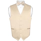 Vesuvio Napoli Men's Dress Vest & BowTie Solid PINK Color Bow Tie Set for Suit or Tuxedo