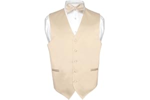 VESUVIO NAPOLI Men's Dress Vest & BowTie Solid PINK Color Bow Tie Set for Suit or Tuxedo