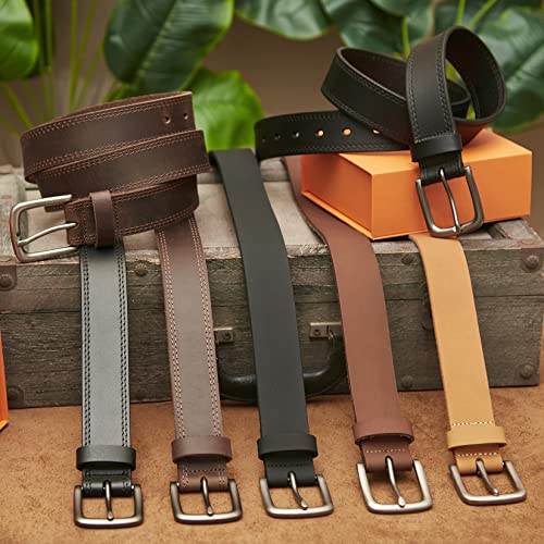 Vatan Men's Genuine Leather Casual Every Day Jeans Belts, Handmade Men Leather Belt with Gift Box