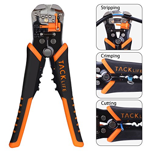 Wire Stripper, Tacklife MWS02 8.4-Inch Self-Adjusting Wire Stripper/ Automatic Cable Cutter Crimper with 3 in 1 Multi Pliers for Wire Stripping, Cutting, Crimping |10-24 AWG (0.2~6.0mmÂ²)