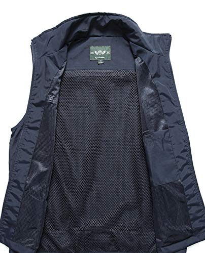 Hixiaohe Men's Lightweight Outdoor Work Fishing Photo Travel Hiking Vest Gilet (04 Navy, S)