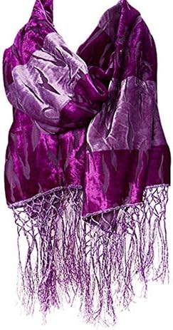 Women Safari Animal Design Velvet Silk Burnout Oblong Scarf w/Tassels