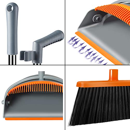 Kelamayi Broom and Dustpan,Dust Pan and Broom Set Standing Upright