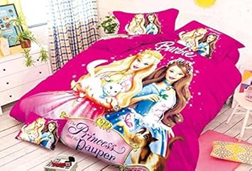 SinghsVillas Decor 100% Cotton Barbie Bedsheet with Pillow Cover-Single (Single)